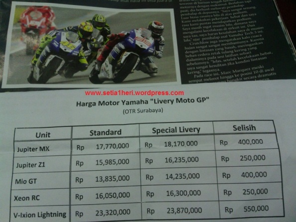 Harga OTR Yamaha Moto GP Livery