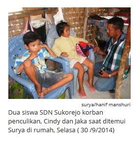 2 Siswa SDN Sukorejo Lamongan korban percobaan penculikan