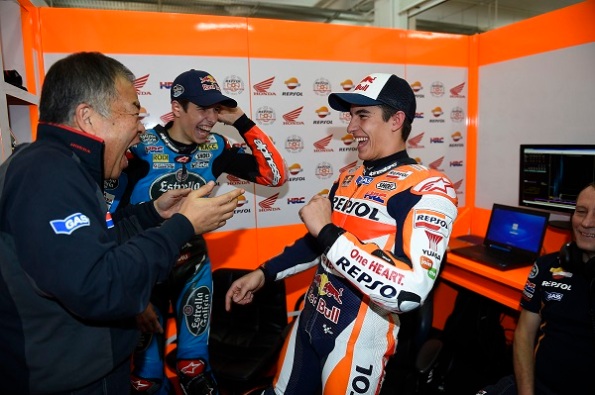Marquez brothers taking an exhibition ride  in valencia post tes