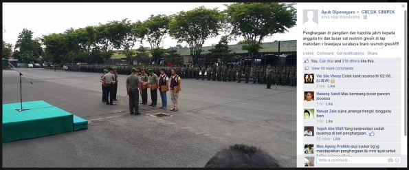 penghargaan dari pangdam dan kapolda jatim untuk TNI-Polisi di gresik 2014