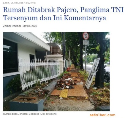 rumah dinas panglima TNI ditabrak pajero